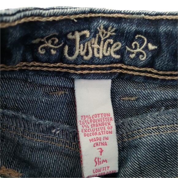2 FOR $5 SALE Justice Denim Capris Rolled Hem Size 7S - Picture 5 of 15